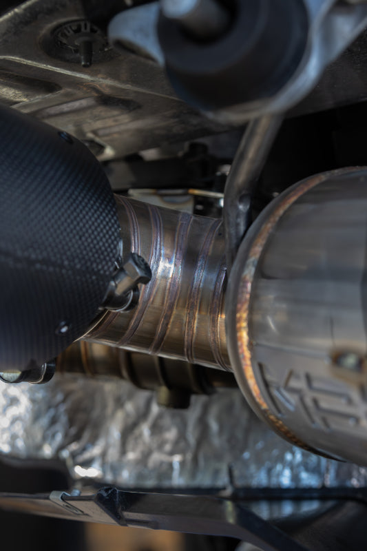 MBRP 20-24 Chevrolet Corvette C8 catback exhaust with quad split rear exit and active 3-inch pipe, featuring AFM sims.