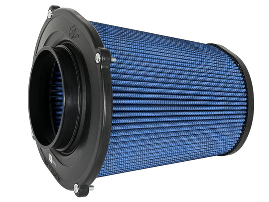 aFe Quantum Pro-5 R cold air intake filter with inverted top, 5-inch flange, and 9-inch height, oiled for enhanced airflow.