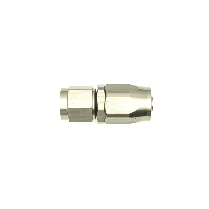 DeatschWerks 6AN female swivel straight hose end fitting for high-performance fluid connections.