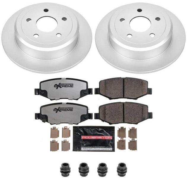 PowerStop Z36 rear brake kit for Jeep Wrangler 2007-2017 with coated truck and tow performance brake components.
