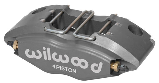 Wilwood Powerlite brake caliper with 1.38-inch pistons for performance disc brakes, featuring .350 and .500-inch disc sizes.