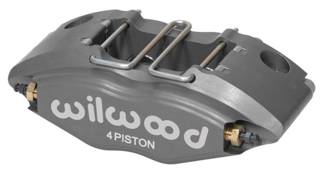 Wilwood Powerlite brake caliper with 1.38-inch pistons for performance disc brakes, featuring .350 and .500-inch disc sizes.