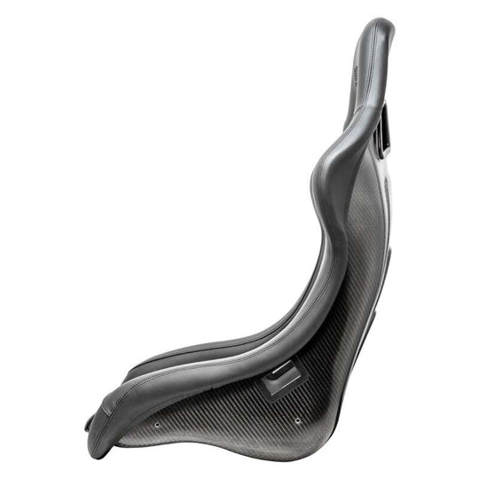 Sparco QRT-C race seat in black carbon fiber with black upholstery, designed for high-performance motorsport seating.