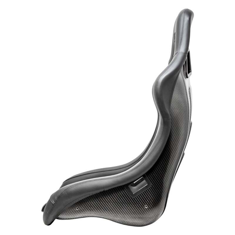 Sparco QRT-C race seat in black carbon fiber with black upholstery, designed for high-performance motorsport seating.