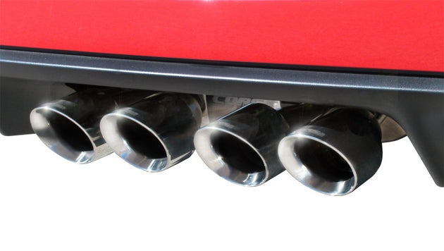 CORSA Performance Axle-Back Xtreme exhaust system with polished stainless steel tips and sleek design, installed on a vehicle.