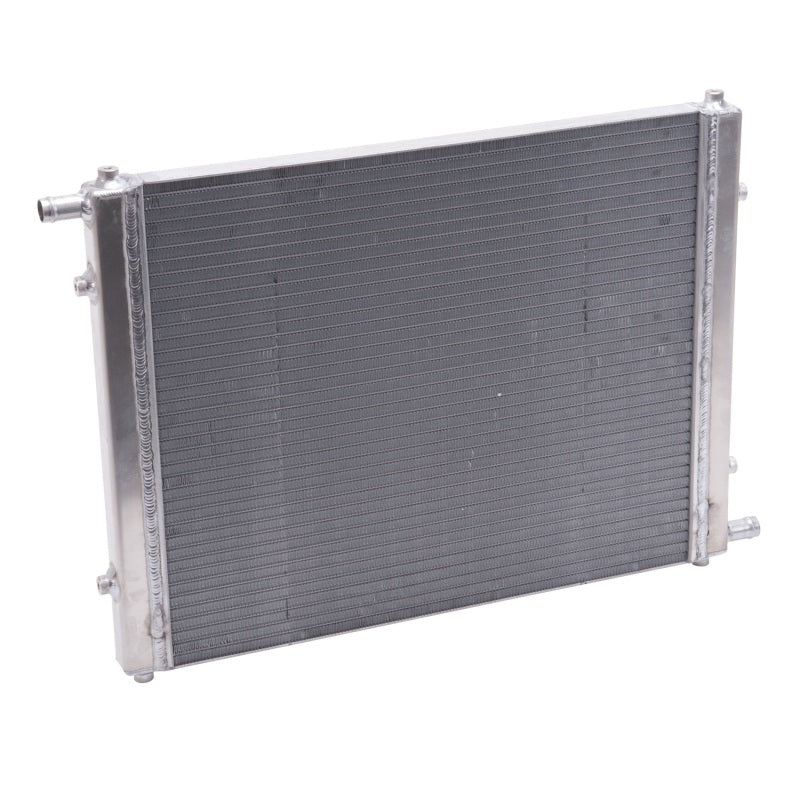 Edelbrock intercooler heat exchanger with black finish, single pass, 31,000 Btu/hr, 22x16.5 inches, 1.5-inch depth.