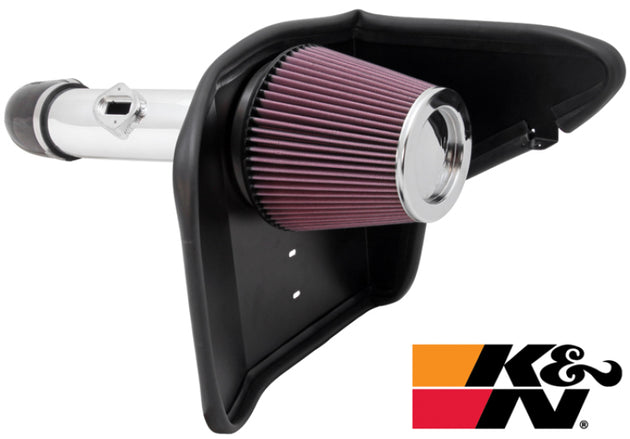 K&N Engineering cold air intake for 2010 Chevrolet Camaro 3.6L V6 Typhoon engine, showing the intake tube and filter.