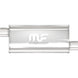 MagnaFlow Mag SS 5X8 14 3/3 O/O muffler, stainless steel automotive exhaust component with polished finish, shown in the image.