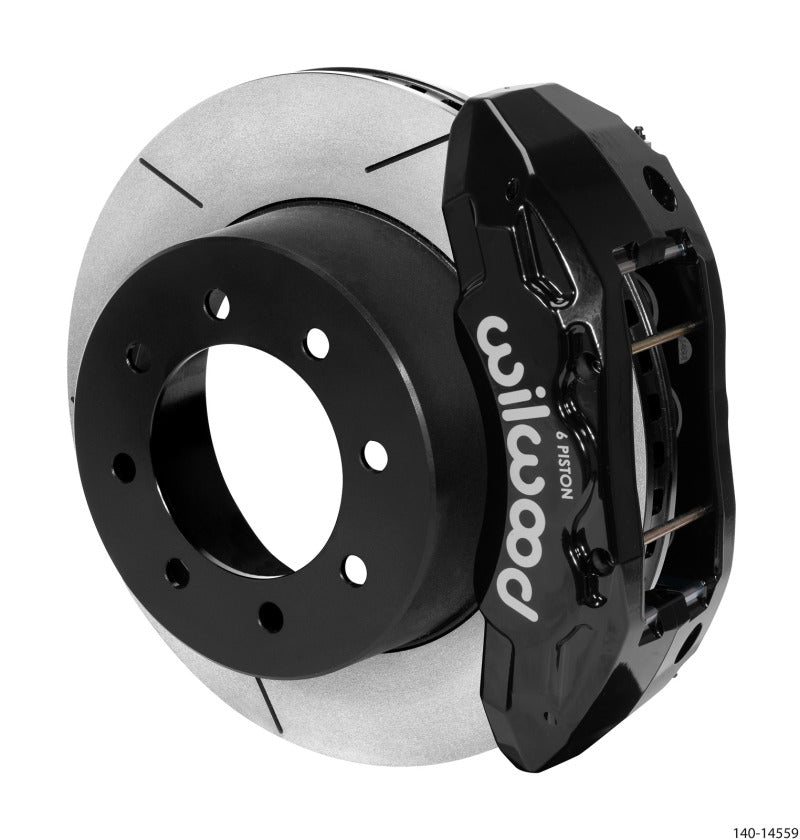 Wilwood TX6R rear big brake kit with black 15.50-inch rotor and brake lines for 2013-17 Ford F250/F350 4WD