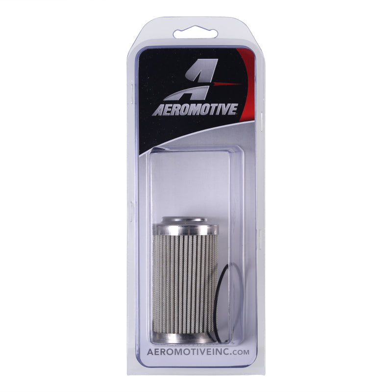 Aeromotive 10 Micron Microglass fuel filter element for fuel filters 12340/12350, showing a close-up of the filter media.