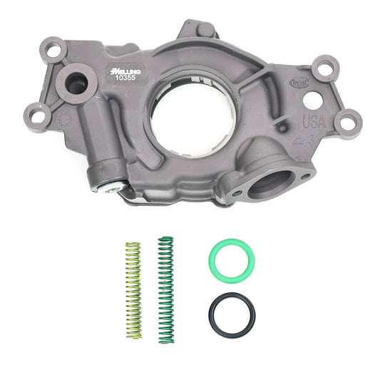 Melling Select high performance oil pump model 10355 showing metal pump components and gear mechanism.
