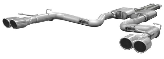 aFe MACHForce XP exhaust muffler delete with 4-inch inlet and outlet, aluminized steel, for catback performance vehicle upgrade