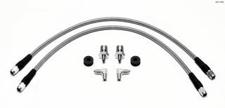 Wilwood Flexline Kit for 2010 Camaro front brake lines, showing flexible hydraulic brake hoses with metal fittings.