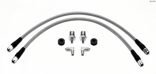 Wilwood front brake line kit for 2010 Camaro, flexible brake lines with fittings, designed for improved brake performance and durability.
