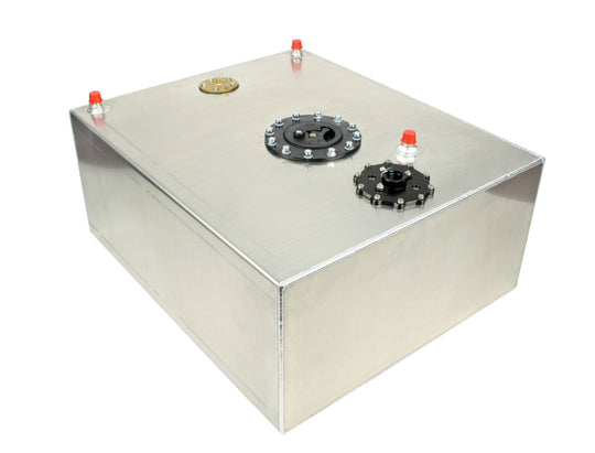 Aeromotive 20g A1000 Stealth Fuel Cell tank with black exterior and fuel fittings, designed for high-performance automotive use.