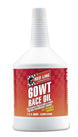 Red Line 60WT Race Oil quart bottle for high-performance motors, with a red label and clear cap, designed for racing engines.