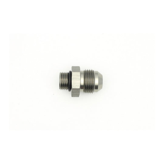 DeatschWerks 6AN ORB male to 8AN male flare fitting with O-ring for fuel or oil line connections.