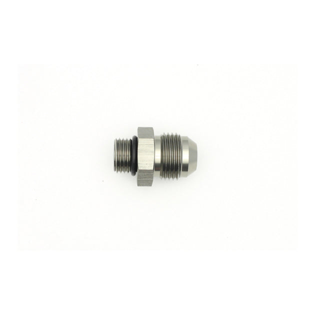 DeatschWerks 6AN ORB male to 8AN male flare fitting with O-ring for fuel or oil line connections.