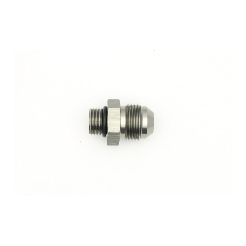 DeatschWerks 6AN ORB male to 8AN male flare fitting with O-ring for fuel or oil line connections.