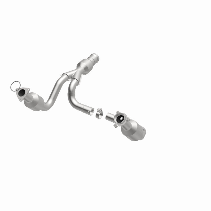 MagnaFlow direct fit catalytic converter for 2015 GMC Yukon XL V8 6.2L engine, with metal casing and inlet/outlet pipes visible.