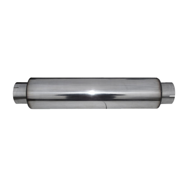 MBRP stainless steel muffler with 4 inlet/outlet, 24-inch body, 30-inch overall length, T304 material, automotive exhaust part