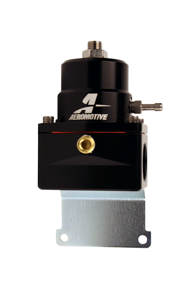 Aeromotive adjustable EFI fuel pressure regulators with black finish, featuring dual -10 inlet and -6 return fittings.