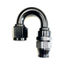 Fragola -6AN Real Street 180-degree black hose end fitting for PTFE hoses, designed for automotive performance applications.
