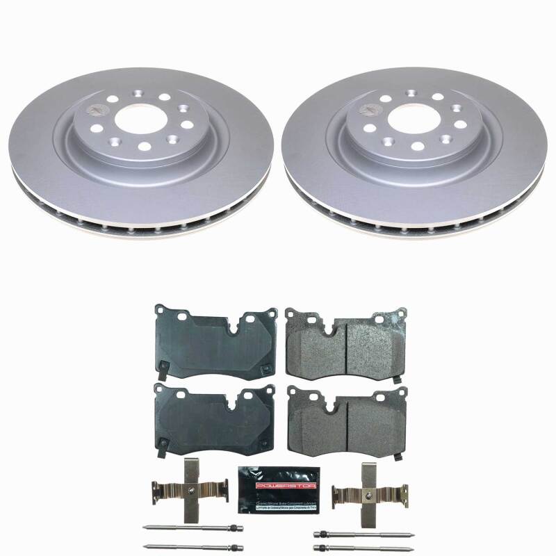 PowerStop Chevrolet Corvette rear Z23 coated brake kit with performance brake rotors and pads, installed on the vehicle.
