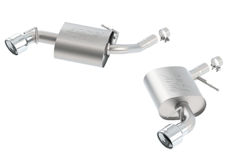 Borla axle-back exhaust for 2016-2017 Chevy Camaro 3.6L V6, featuring a single split rear exit and ATAK performance design