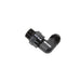 Black Snow Performance -8 ORB to -8AN 90 degree swivel fitting for fluid connections, showcasing the durable metal fitting and swivel joint.