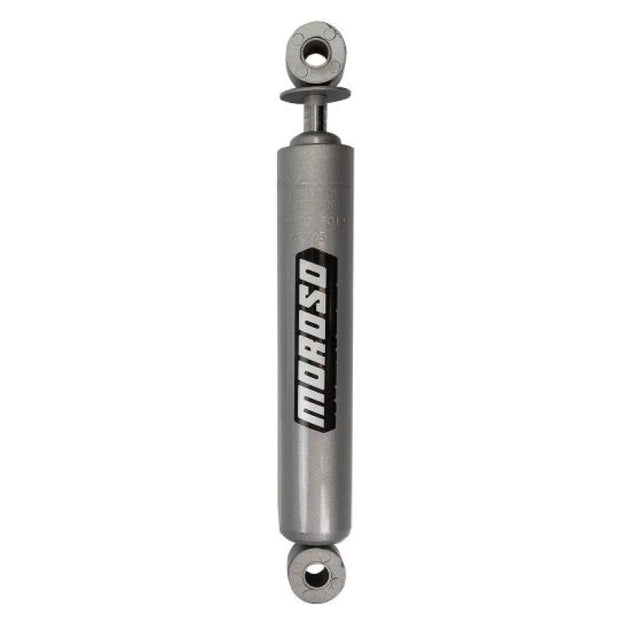 Moroso 3-way adjustable rear shock for shocks and struts, showing the shock absorber with adjustment knobs and mounting hardware.