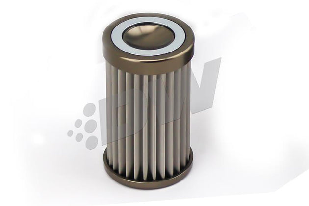 DeatschWerks stainless steel 10 micron universal fuel filter element for 110mm housing, designed for high-performance fuel filtration.
