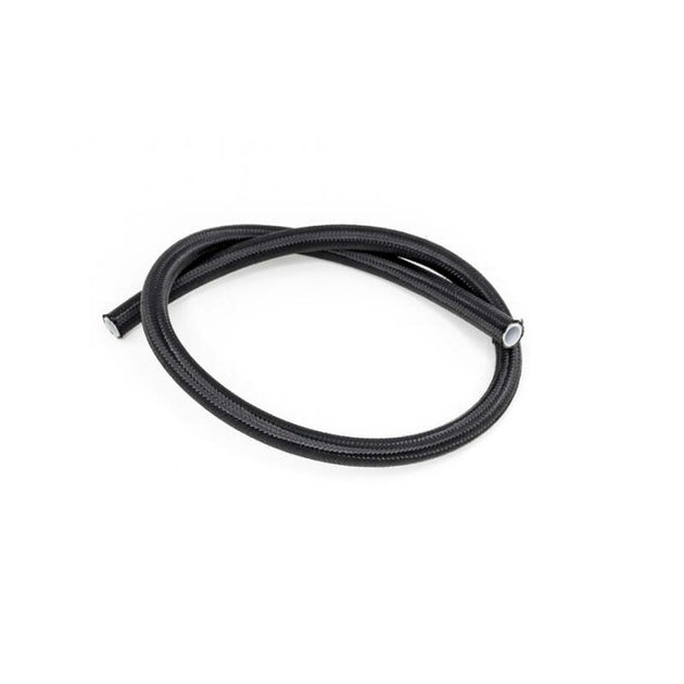 DeatschWerks 6AN black nylon braided PTFE hose, 3-foot fuel line with durable braided exterior and flexible tubing.