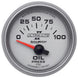 AutoMeter Ultra-Lite II 52mm electrical oil pressure gauge showing 0-100 PSI with a black dial and chrome bezel.