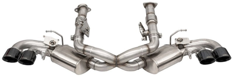 CORSA Performance Corsa 20-25 Corvette C8 catback exhaust system with 3-inch valved pipes and 4.5-inch black quad tips.