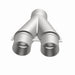 MagnaFlow Y pipe in aluminum, smooth transition design, suitable for 2.5 and 3-inch exhaust systems, shown in the image.