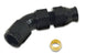 Vibrant 45-degree 1/2 inch tube to female 8AN adapter fitting, shown with metallic finish and precise threading.