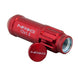NRG 700 Series M12 x 1.5 steel lug nut set with dust cap cover, locks, and lock socket in red for vehicle wheels.