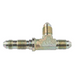 Fragola -3AN steel bulkhead tee fitting with threaded ends, designed for high-performance fluid connections in automotive or racing setups.
