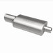 MagnaFlow stainless steel muffler with tip, 14x5x8 inches, featuring dual 2.25/4 inch inlet and outlet pipes, for automotive exhaust.