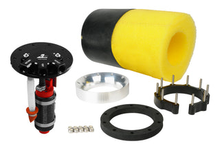 Aeromotive Phantom 340 universal in-tank fuel system with pump and fittings for vehicle fuel delivery.