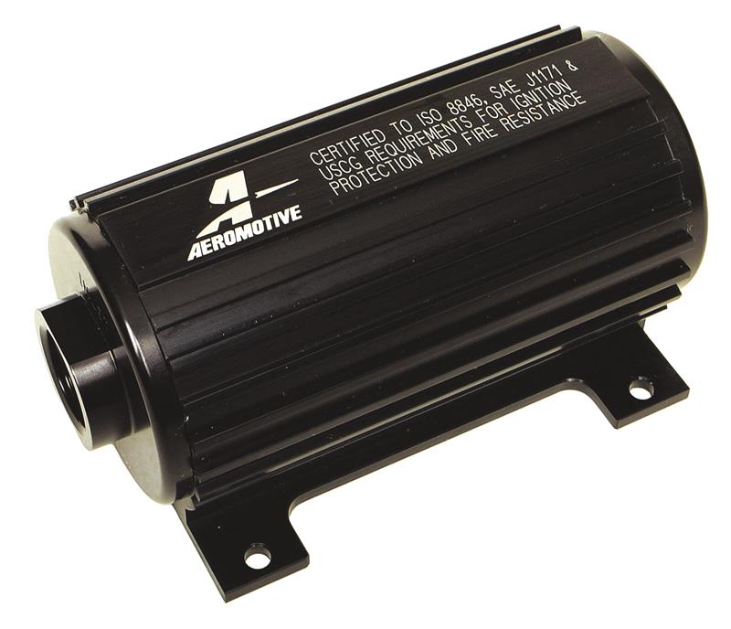 Aeromotive Marine 1000HP fuel pump shown, designed for high-performance marine fuel delivery with durable construction.