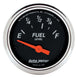 AutoMeter Designer Black Fuel Level Gauge with 2-1/16 inch dial, electrical, 70 ohms E, 10 ohms F, 90-degree sweep, digital display