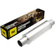 MagnaFlow Mag SS muffler with 14x4x4 inch dimensions and 2.5x2.5 inch inlet/outlet pipes, stainless steel construction