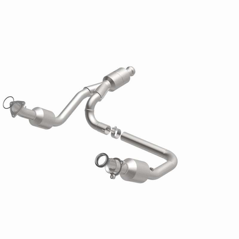 MagnaFlow direct fit catalytic converter for 2014-2016 GMC Sierra 1500 V6 4.3L engine, showing the metallic component with inlet and outlet pipes.