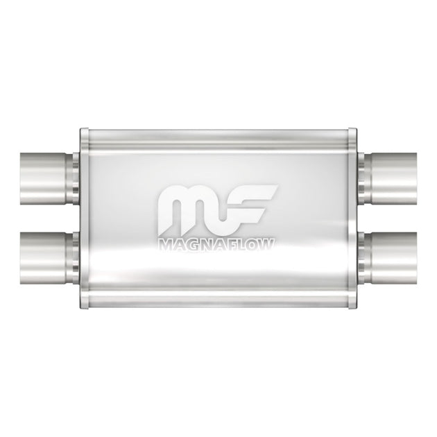 MagnaFlow Mag SS muffler with 11x4x9 inch dimensions and 2.25 D/D inlet, showing a stainless steel exhaust muffler.