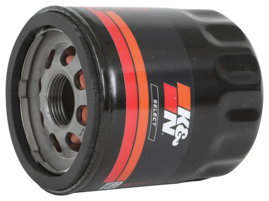 K&N Engineering spin-on oil filter for Chevrolet Trailblazer 1.2L L3 and Alfa Romeo Giulia 2.0L L4 engines, showing the filter element.