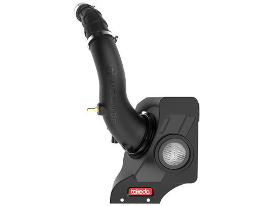 aFe Takeda Momentum cold air intake with Pro DRY S filter installed in a Hyundai Elantra 2021-2026 model, showing the sleek intake system.