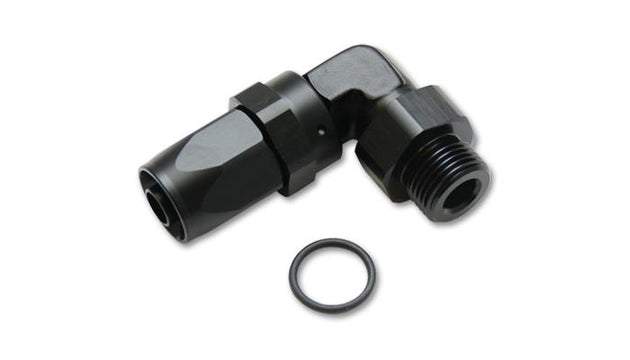 Vibrant Male -6AN 90 Degree hose end fitting with 9/16-18 thread, made of durable metal for automotive or industrial use