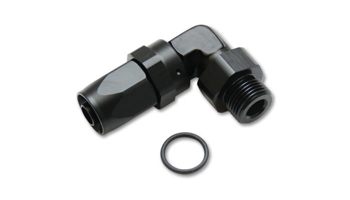 Vibrant Male -6AN 90 Degree hose end fitting with 9/16-18 thread, made of durable metal for automotive or industrial use